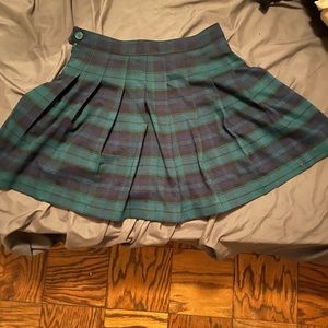Green and black plaid skirt